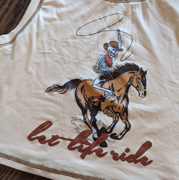 SHEIN Skeleton & Horse Print Top-stitching Tank Crop Top Size M - Picture 3 of 7